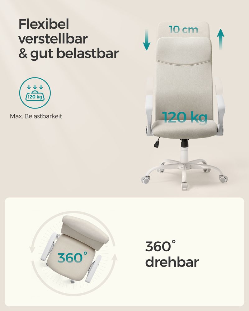 Ergonomischer Bürostuhl mit bequemer Stoffpolsterung