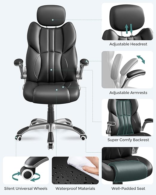 Ergonomischer Regiestuhl - Bürostuhl Leder - Belastbar bis 150 kg