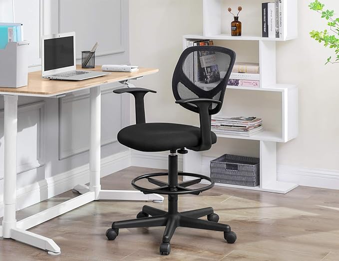 Ergonomischer Hocker - Bürostuhl - Friseurstuhl - Höhenverstellbare Fußstütze - 360° drehbar