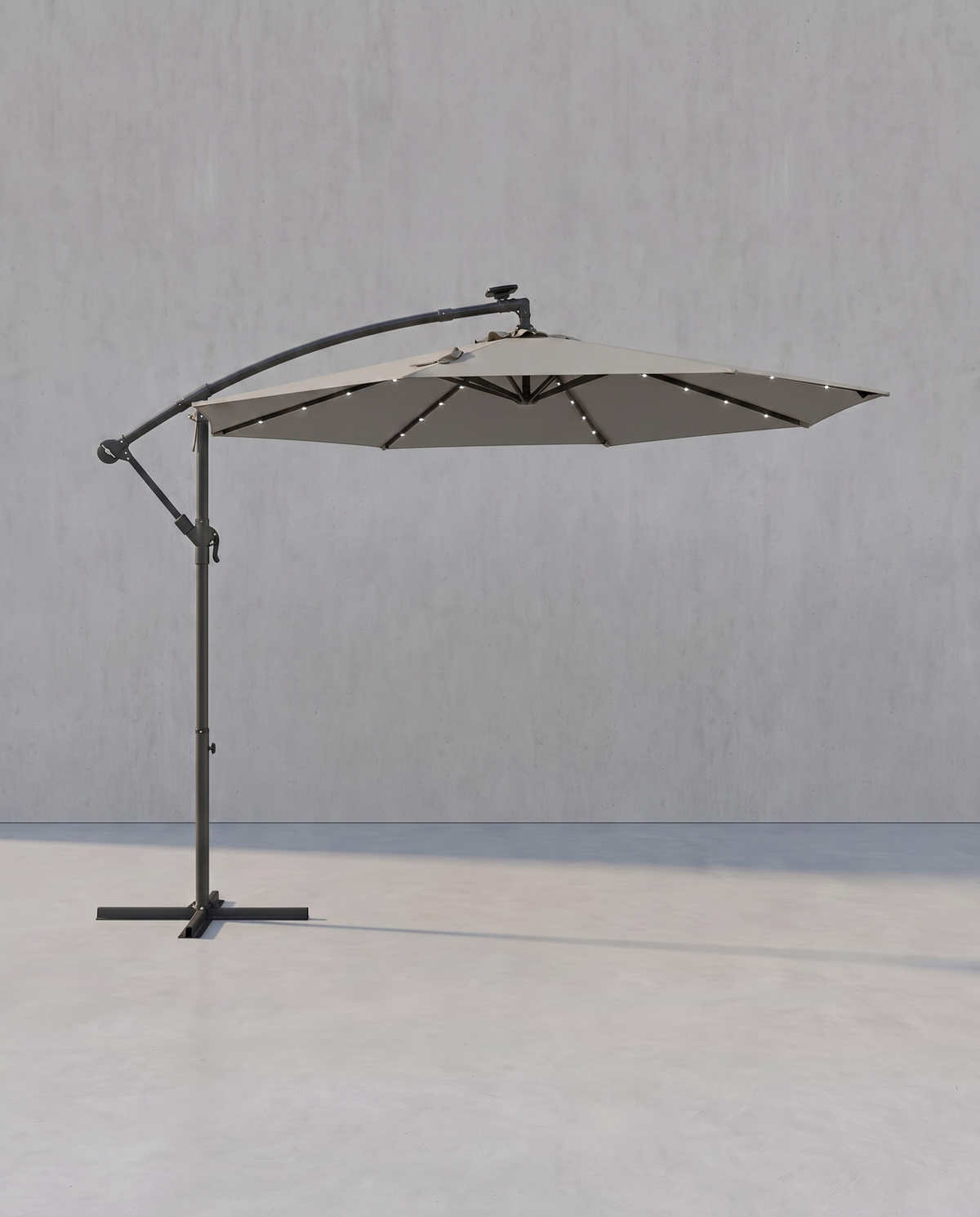 Ampelschirm Ø300 cm mit LED-Beleuchtung - Verstellbar - Solarenergie