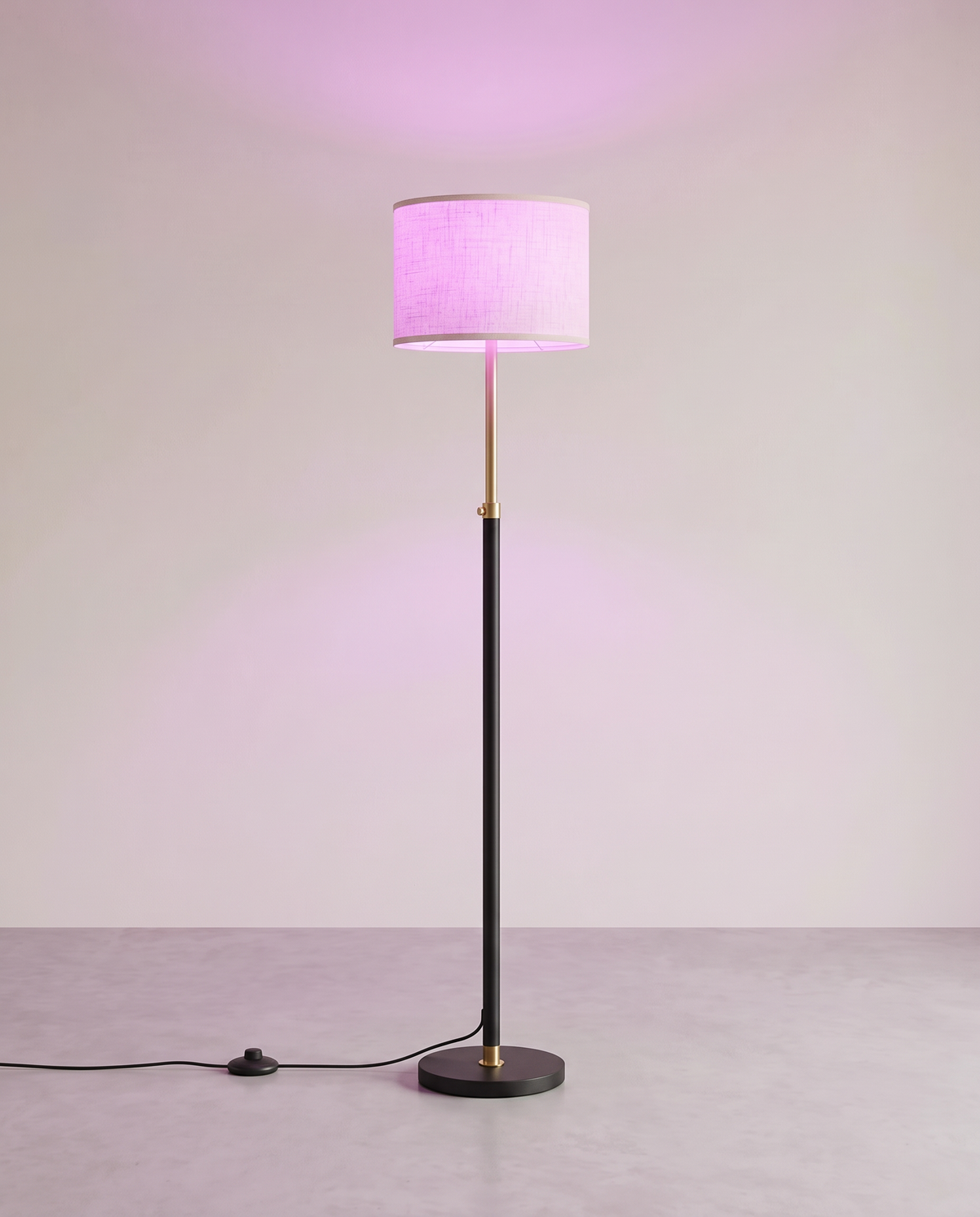 Stehlampe mit Stoffschirm – Höhenverstellbar – Inkl. LED-Leuchtmittel – Gold-Schwarz