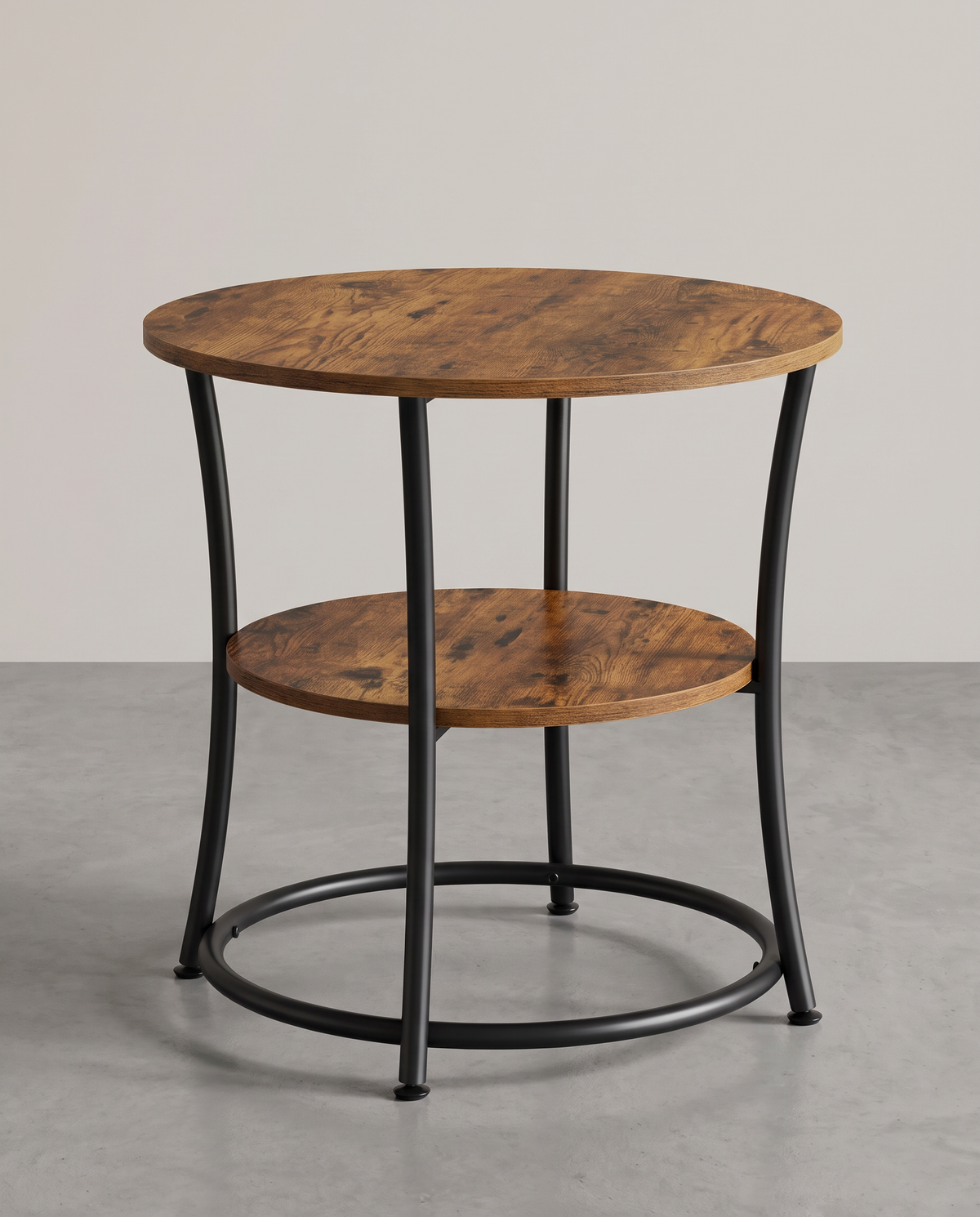 Runder Beistelltisch – 2 Ebenen – Verstellbare Beine – 55 cm Durchmesser
