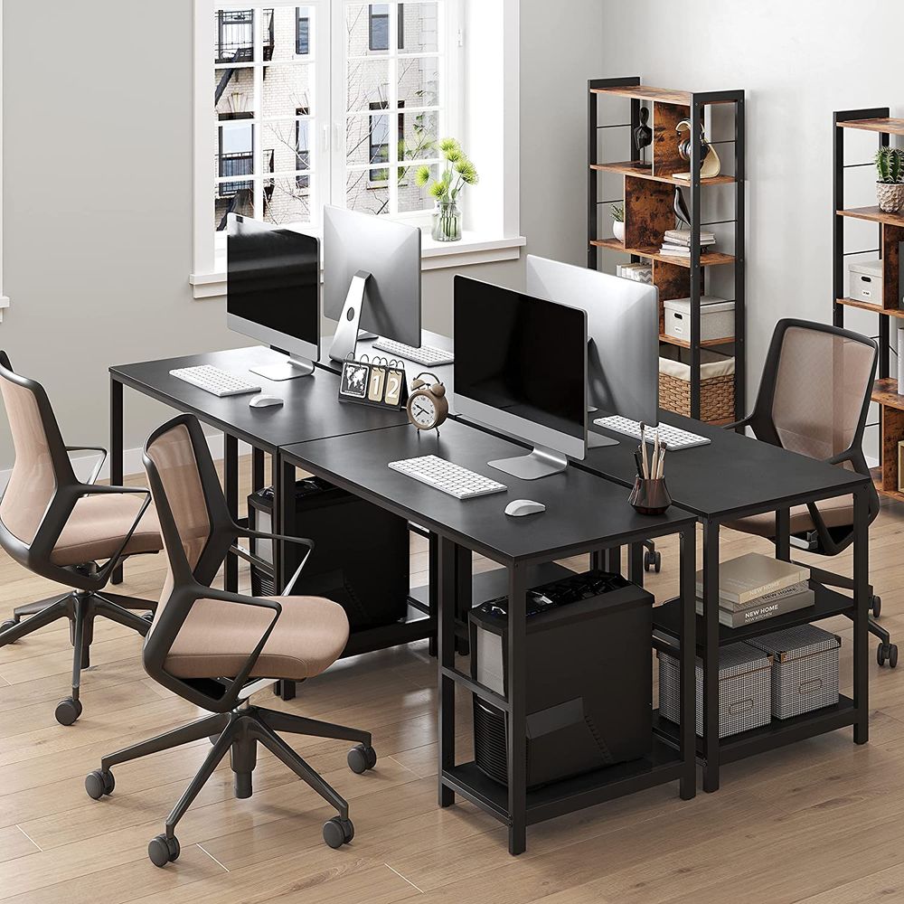 Industrieller Schreibtisch 120 cm breit - Mit beweglichen Regalen