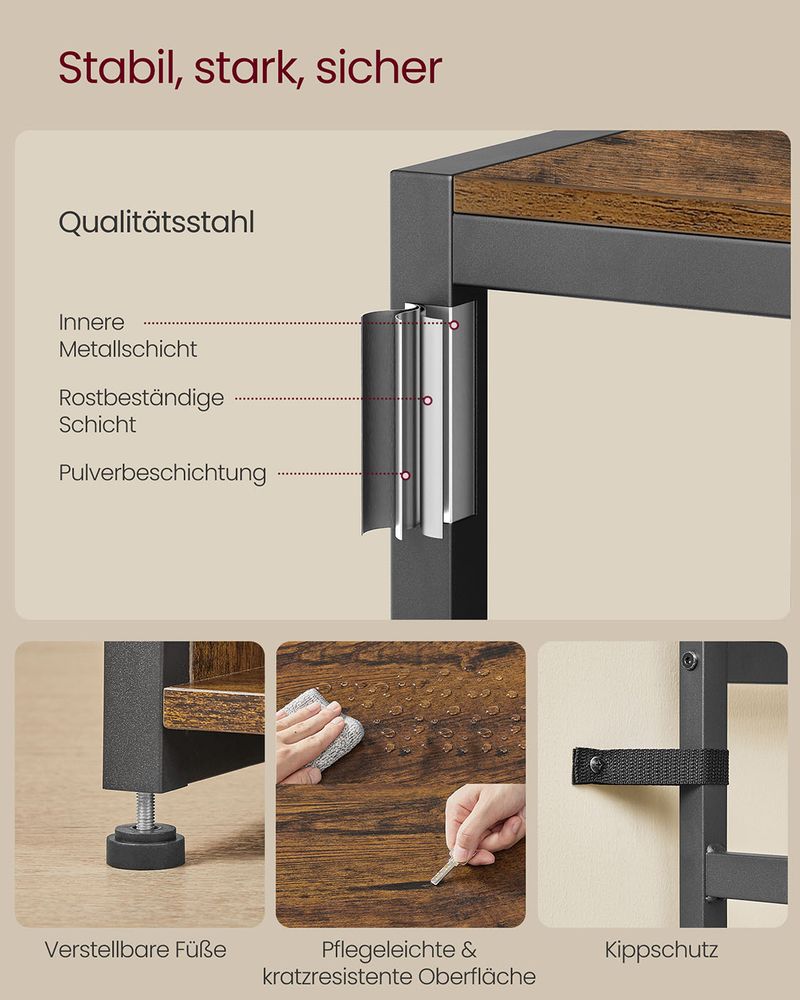 Industrielle Garderobe mit Bank und Schuhregal – 4-in-1-Design