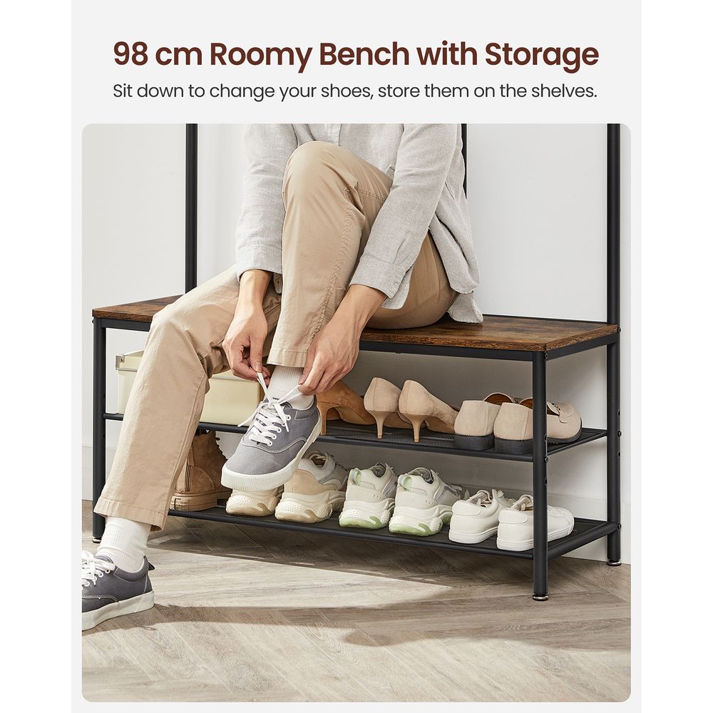 Garderobe mit Schuhablage und Spiegel – 4-in-1 Flurmöbel