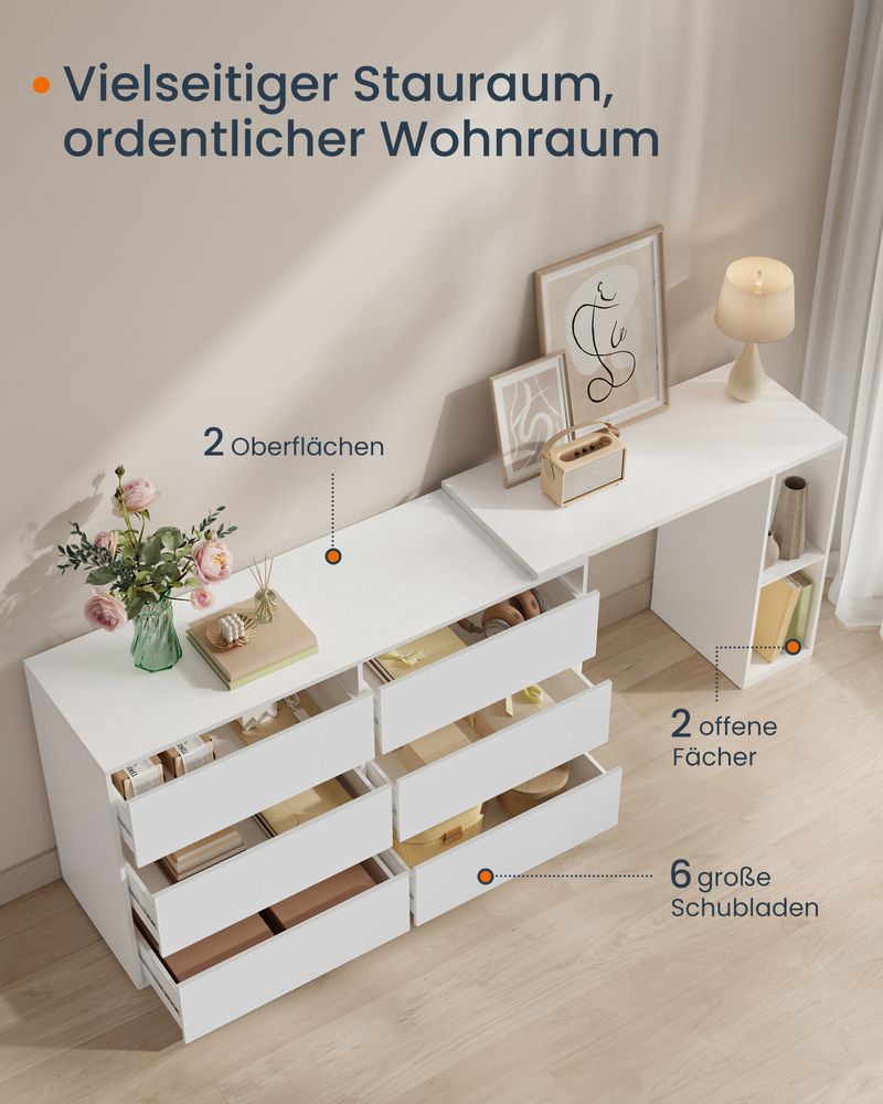 Schminktisch mit 6 Schubladen - Verstellbarer Schrank - L-Form