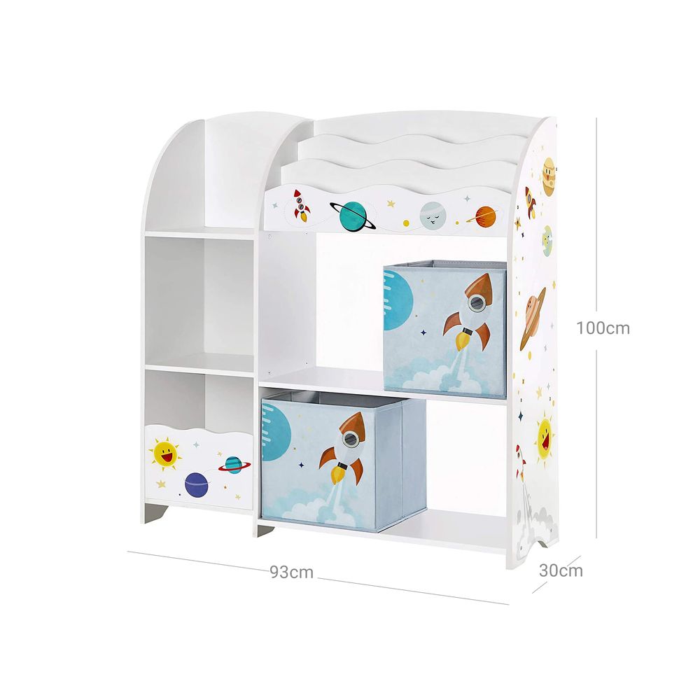 Kinderzimmer-Kleiderschrank mit 3 Einlegeböden und Stoffschubladen