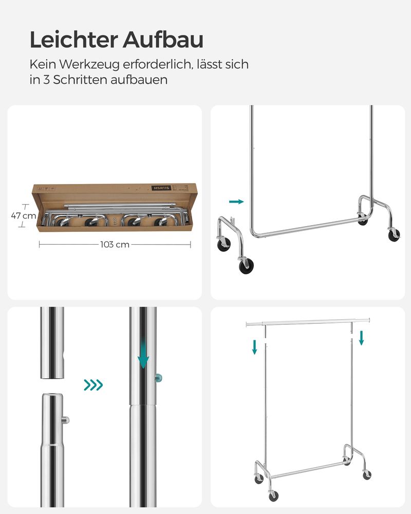Kleiderständer mit ausziehbarer Stange - Tragkraft bis 130 kg