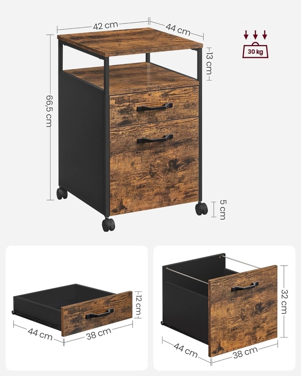 Schubladenelement auf Rollen - mit 2 Schubladen - Home Office