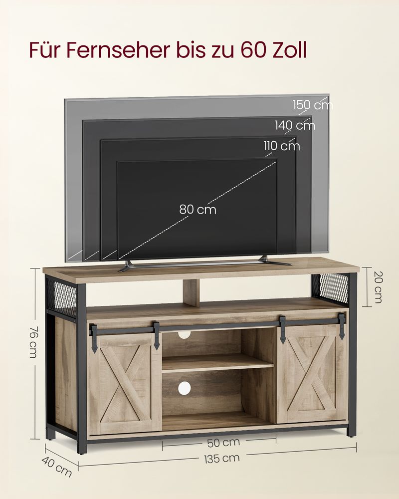 Country-TV-Schrank mit Scheunentüren – Stabiles & geräumiges Design