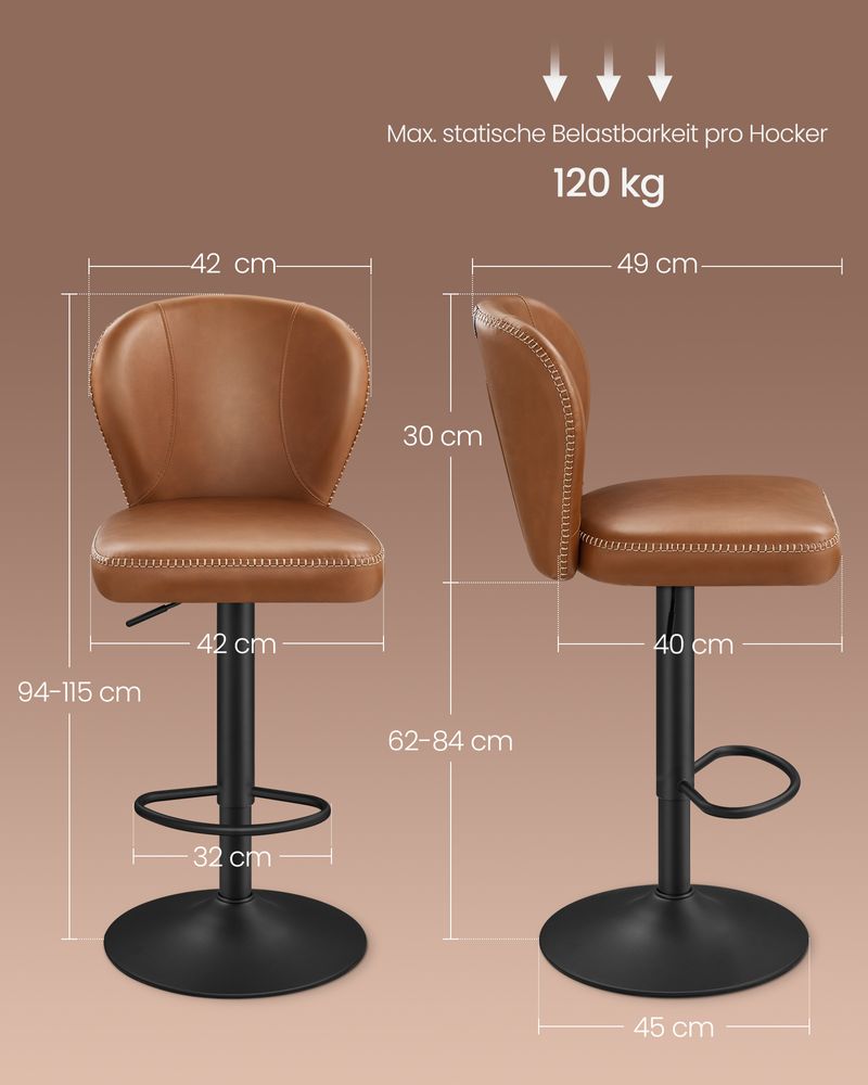 Luxus Barhocker 2er oder 4er Set - Verstellbar - 360° Drehbar