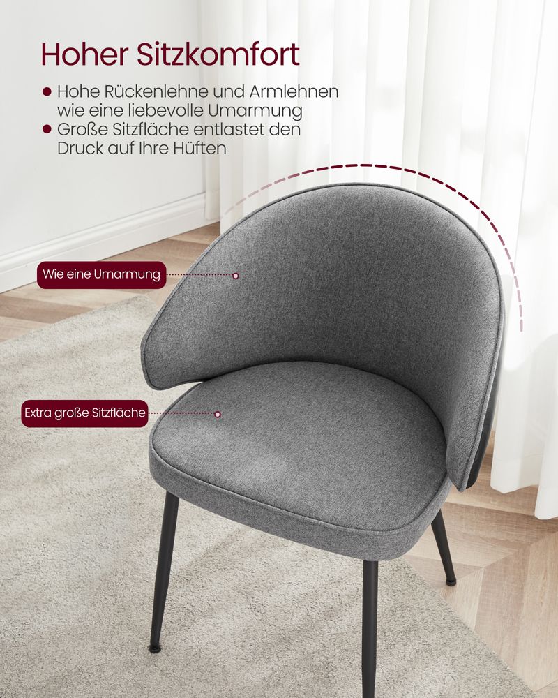 Moderne Esszimmerstühle mit Armlehnen – 2er-Set