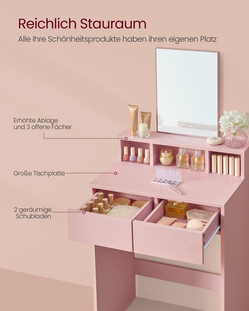 Moderner Schminktisch mit Spiegel – Kompakt und stilvoll