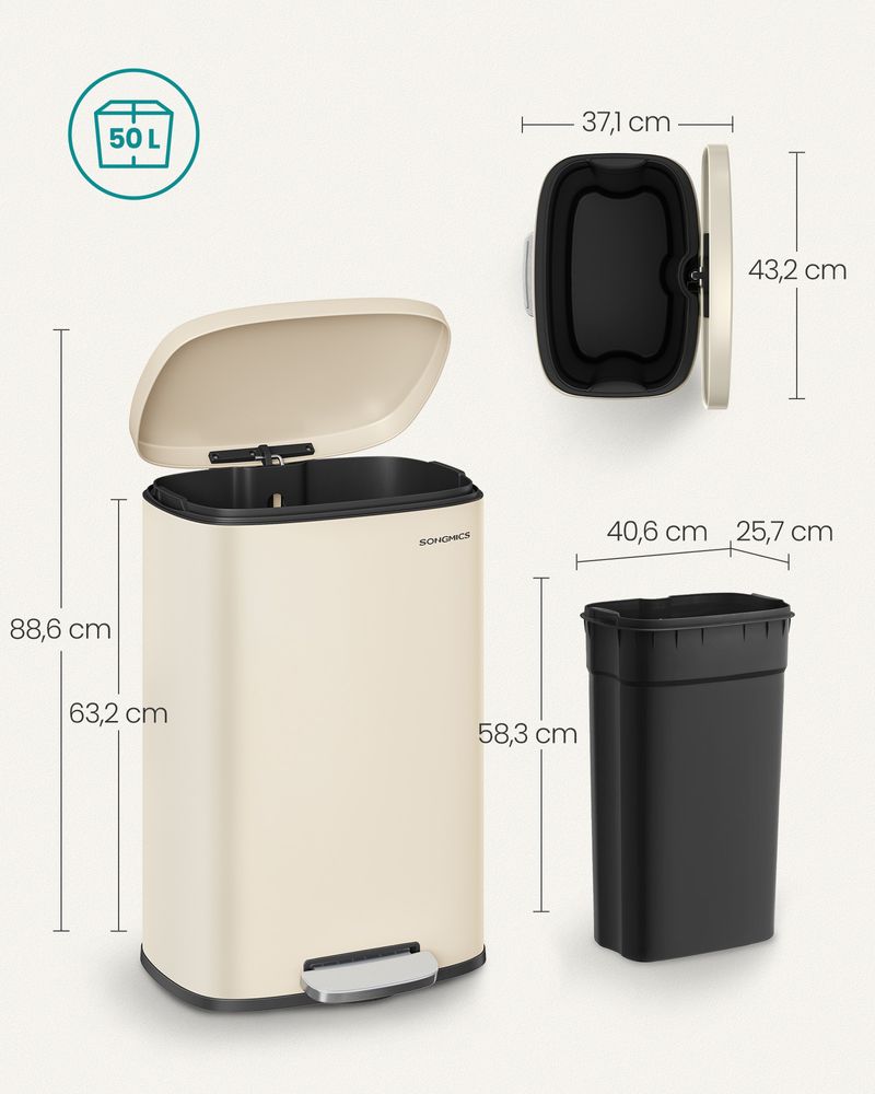 Moderner Treteimer - 50 Liter - Abfalleimer