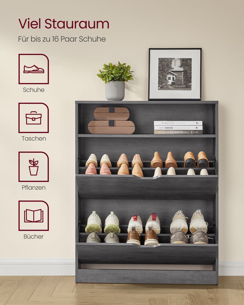 Moderner Schuhschrank mit variabler Einteilung und extra Stauraum