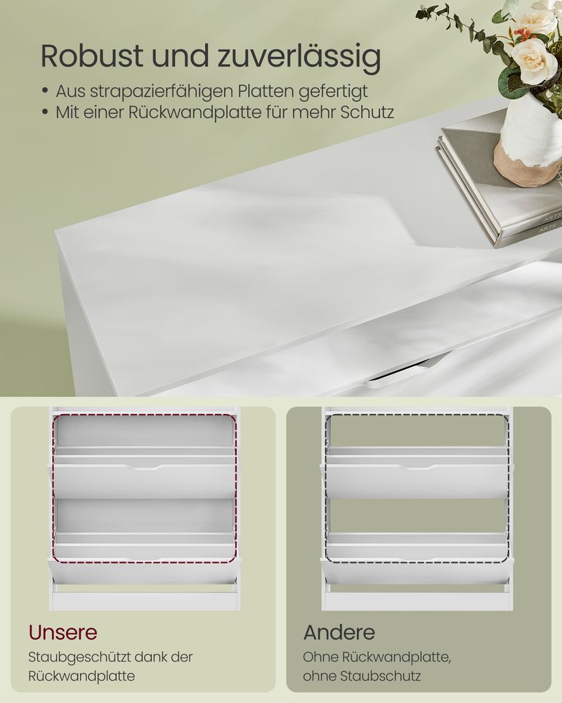 Moderner Schuhschrank mit variabler Einteilung und extra Stauraum