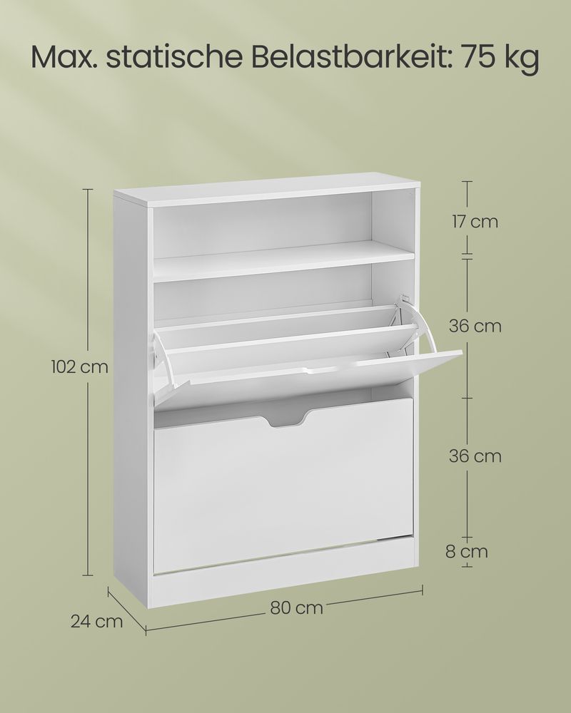 Moderner Schuhschrank mit variabler Einteilung und extra Stauraum