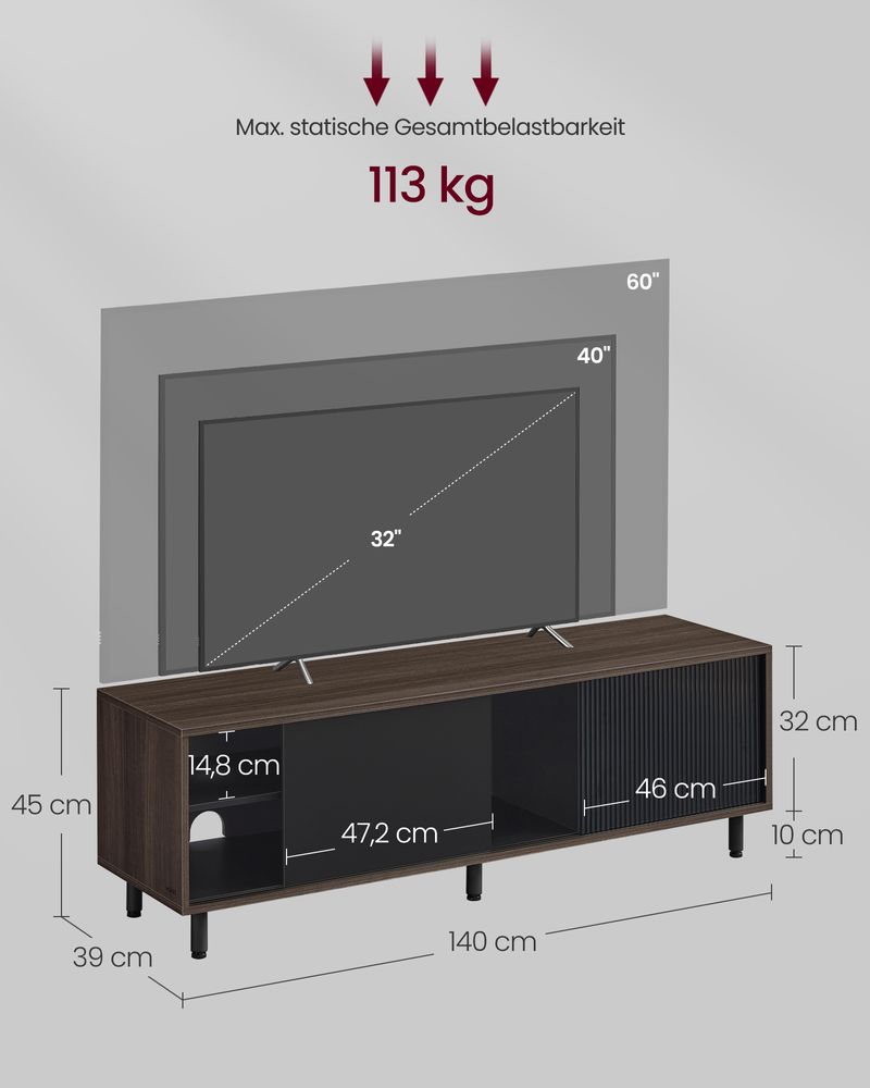 Moderner TV-Schrank - Schrank - Schwarz/Weiß