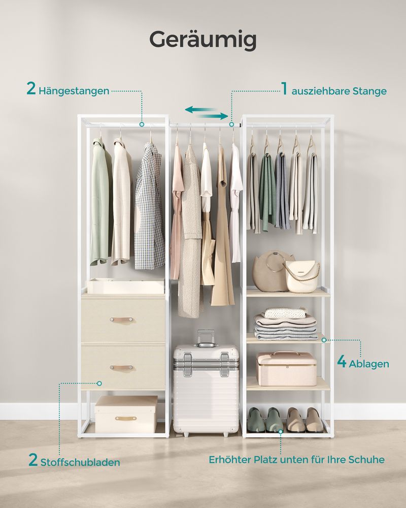 Offener Kleiderschrank mit verstellbarem Design – praktisch und robust