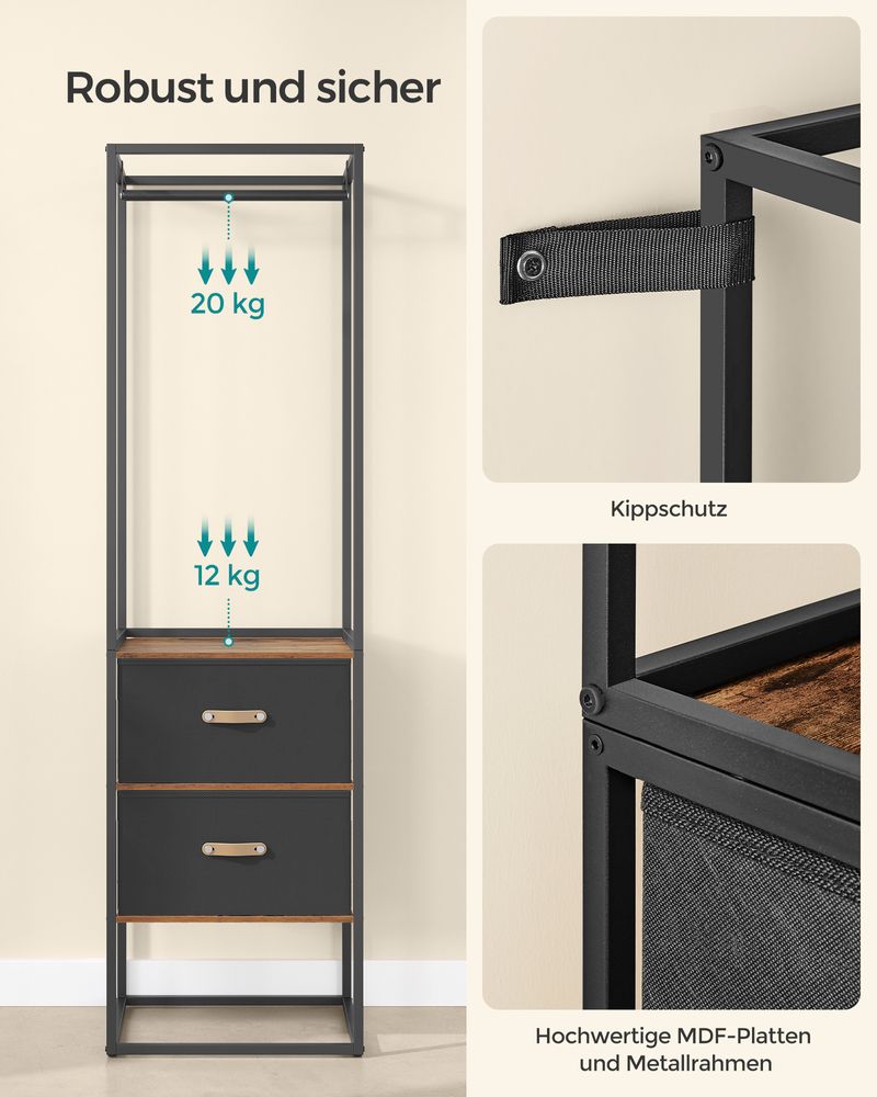 Offener Kleiderschrank mit verstellbarem Design – praktisch und robust