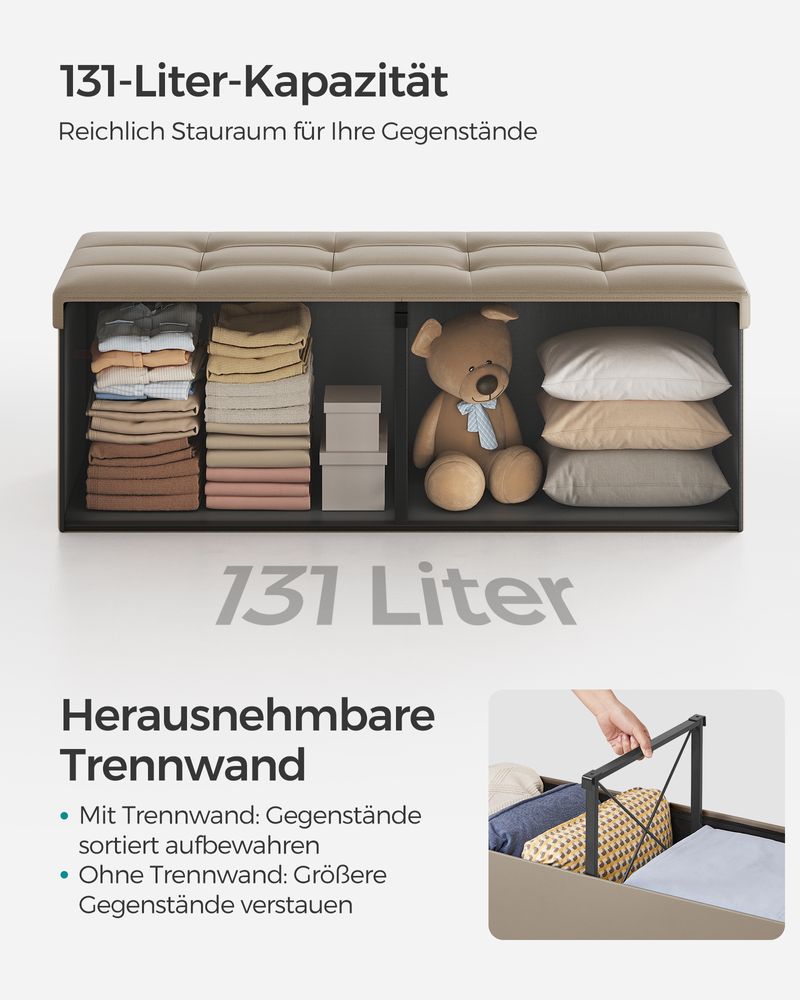 Klappbare Aufbewahrungsbank 131 Liter - Hocker - Kunstleder