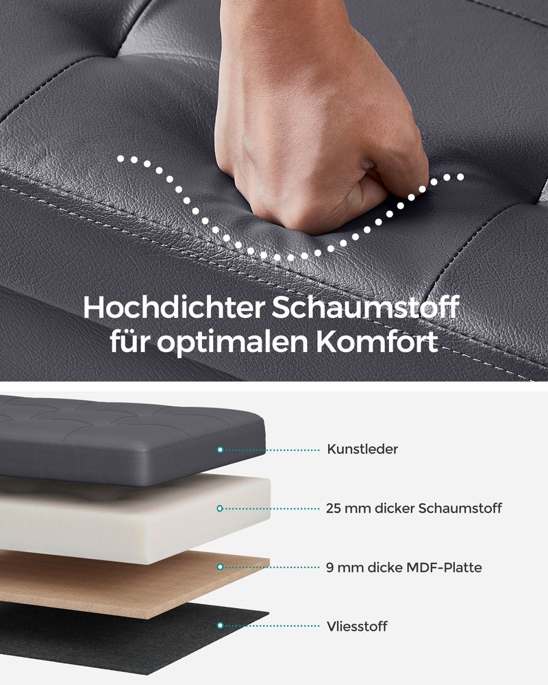 Klappbare Aufbewahrungsbank 131 Liter - Hocker - Kunstleder