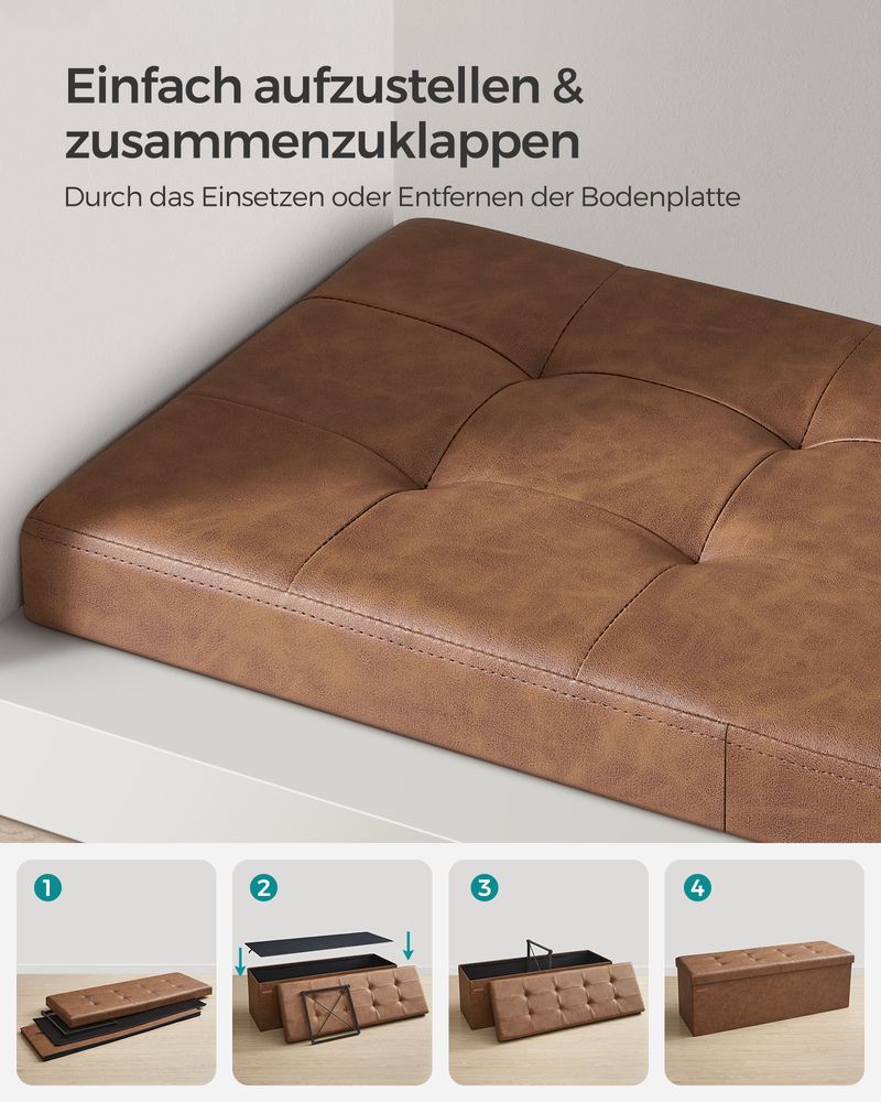 Klappbare Aufbewahrungsbank 131 Liter - Hocker - Kunstleder