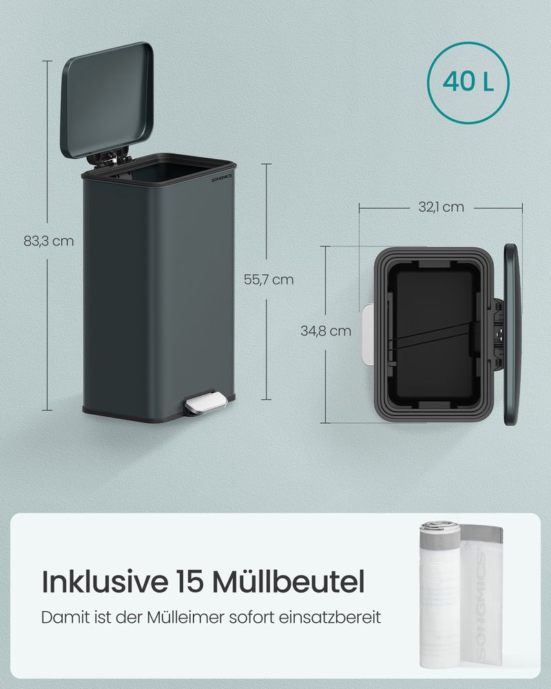 Treteimer mit Soft-Close - 40 Liter - Abfalleimer