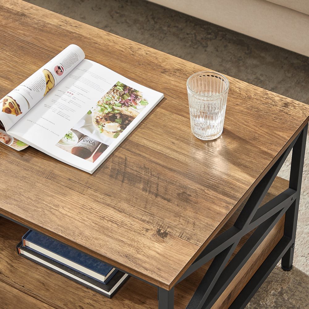 Couchtisch mit 2 Schubladen - Verstellbare Beine - Eiche