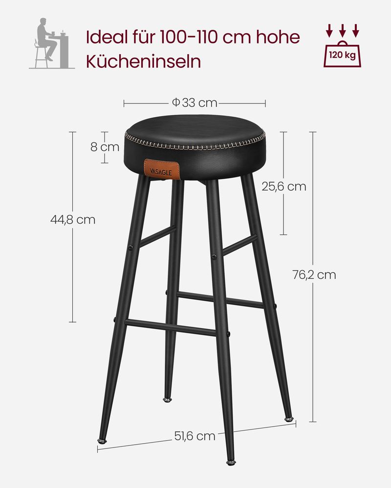 2er-Set Barhocker – Luxus-Küchenstühle – Verstellbare Beine