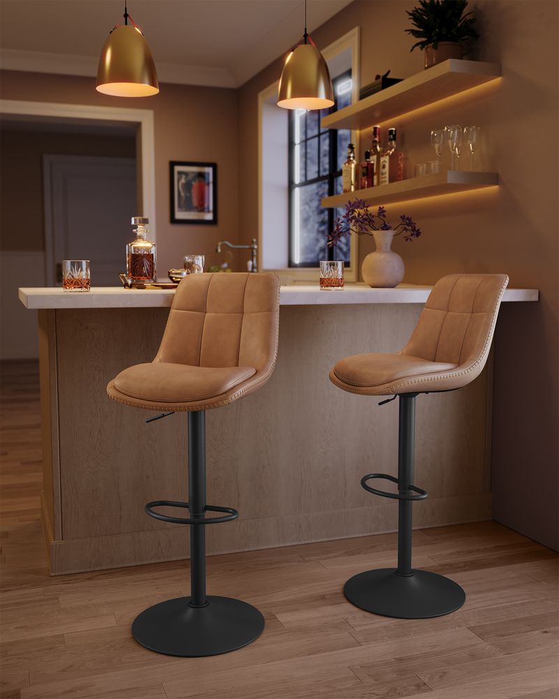 2er-Set Barhocker - Verstellbar und 360° drehbar - Kunstleder
