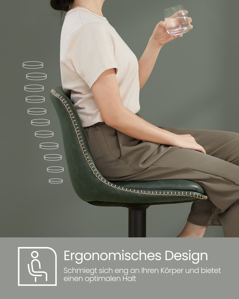 2er-Set Barhocker - Verstellbar und 360° drehbar - Kunstleder