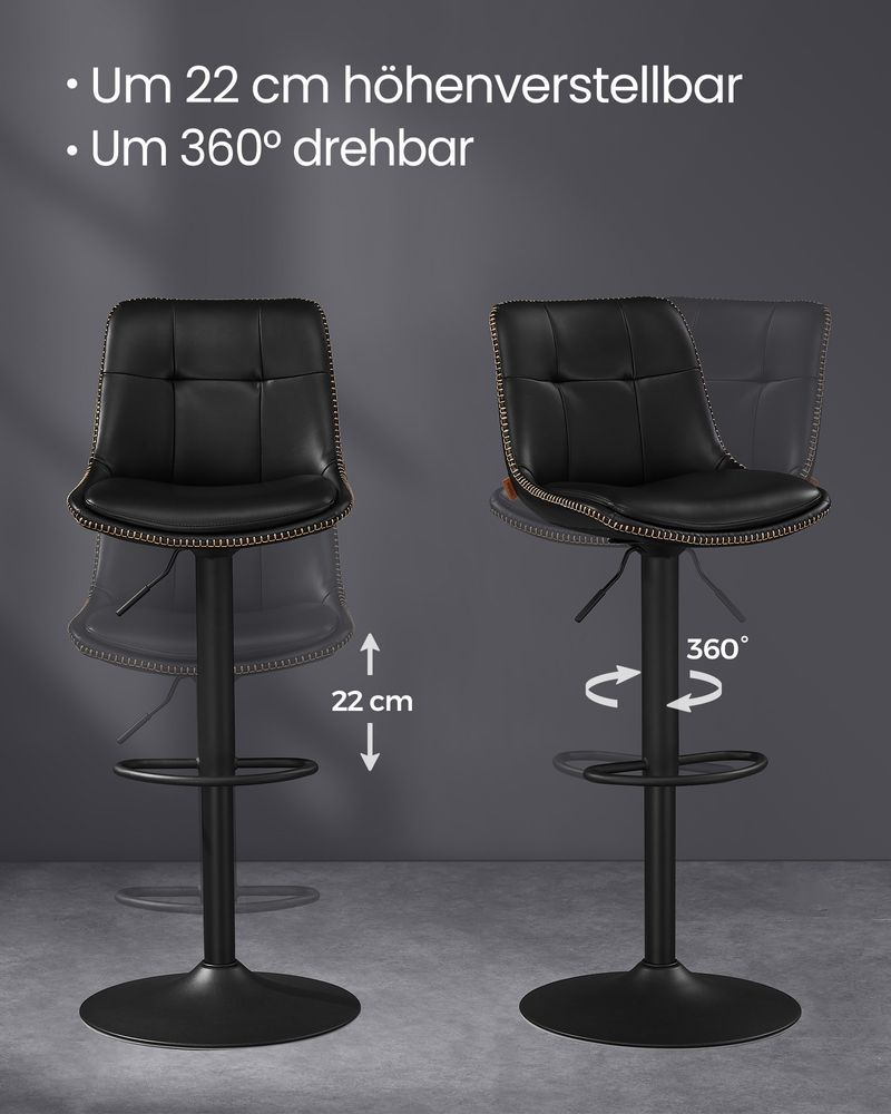 2er-Set Barhocker - Verstellbar und 360° drehbar - Kunstleder