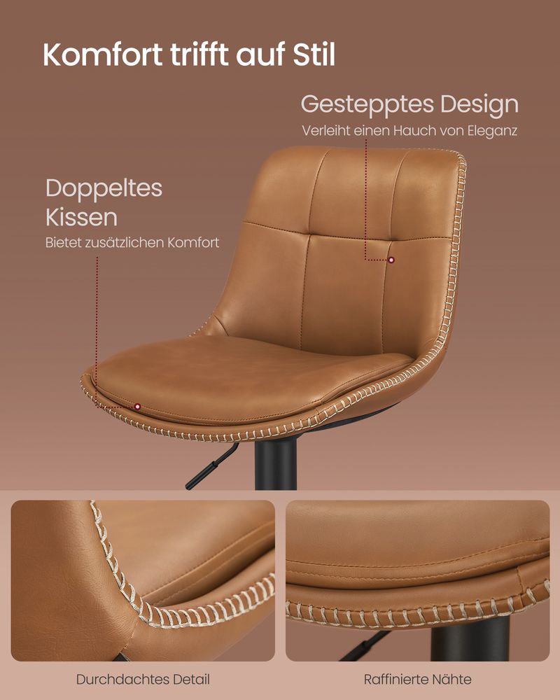 2er-Set Barhocker - Verstellbar und 360° drehbar - Kunstleder