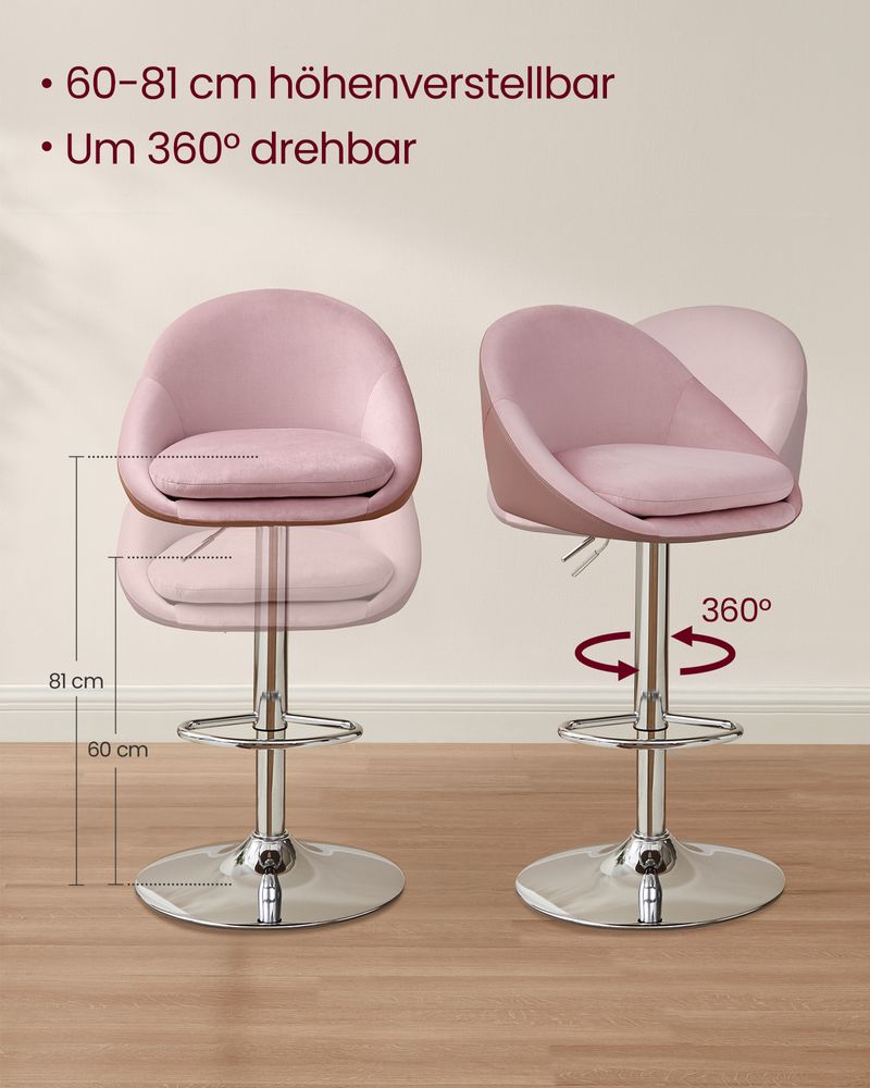 2er-Set Luxus-Barhocker – Bouclé – Samt – Verstellbar