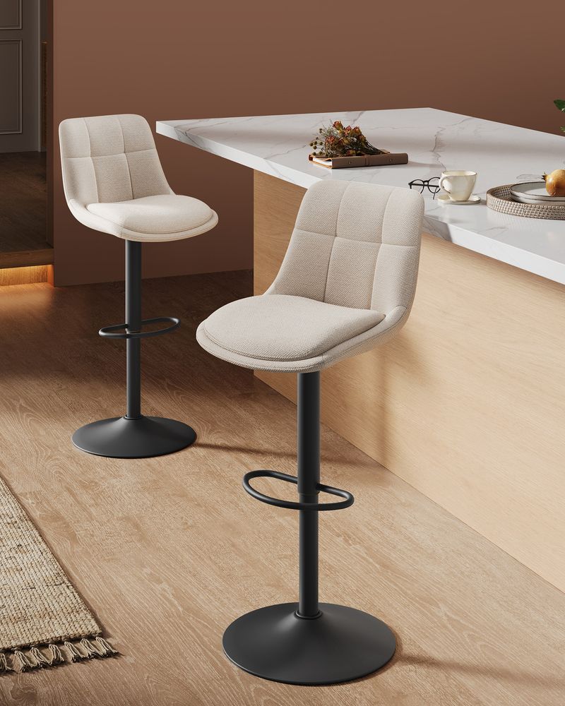 2er Set verstellbare Barstühle mit Rückenlehne und Fußstütze - 360° Drehfunktion