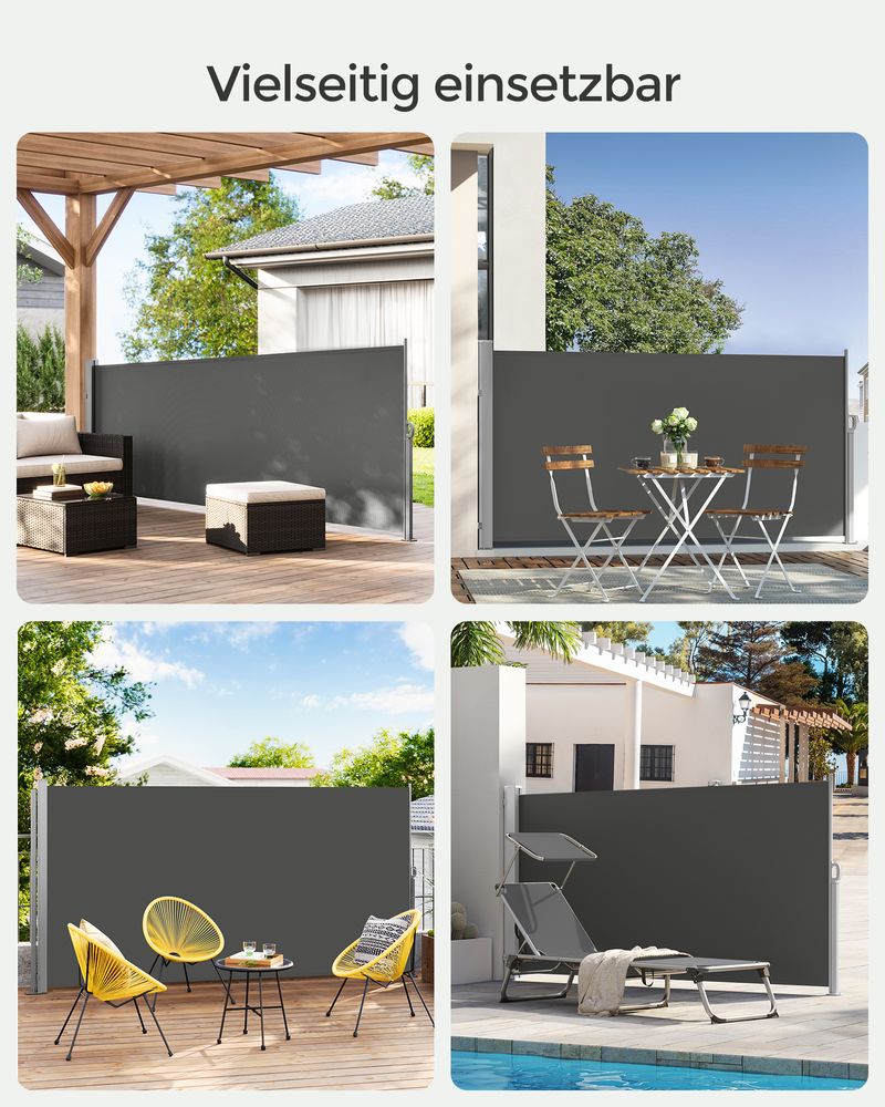 Gartensichtschutz 140 cm hoch - Ausziehbarer Balkonsichtschutz - Sonnenschutz