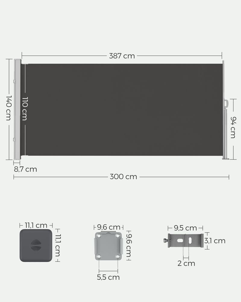 Gartensichtschutz 140 cm hoch - Ausziehbarer Balkonsichtschutz - Sonnenschutz