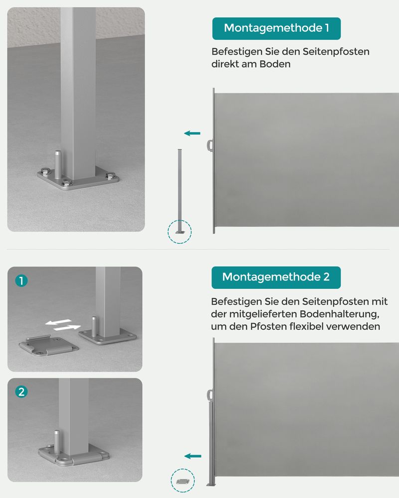 Gartensichtschutz 140 cm hoch - Ausziehbarer Balkonsichtschutz - Sonnenschutz