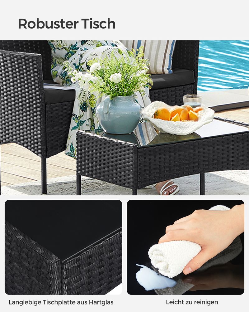Rattanoptik Gartenset - Balkonset - Gartenstühle mit Tisch