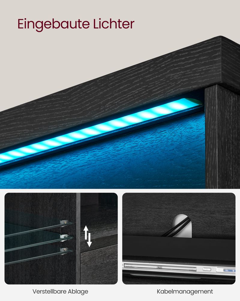 TV-Schrank mit LED-Beleuchtung und verstellbarem Stauraum
