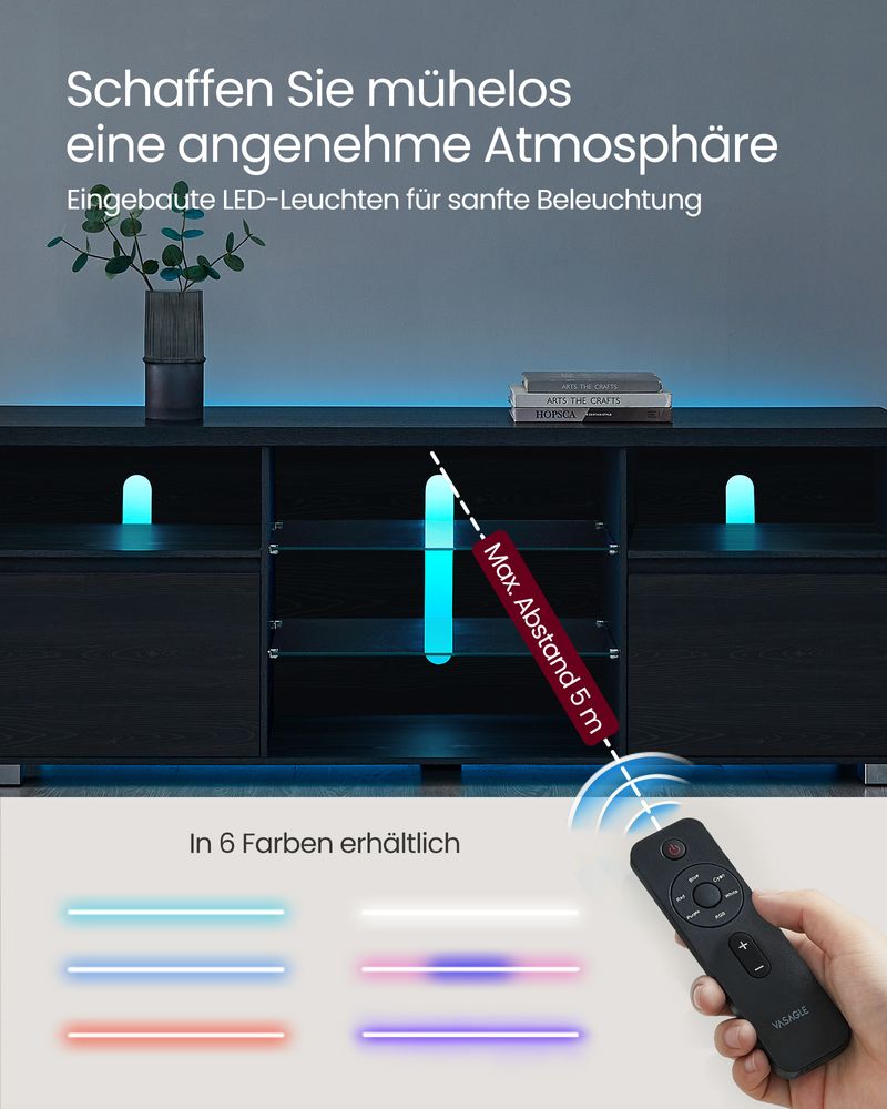 TV-Schrank mit LED-Beleuchtung und verstellbarem Stauraum