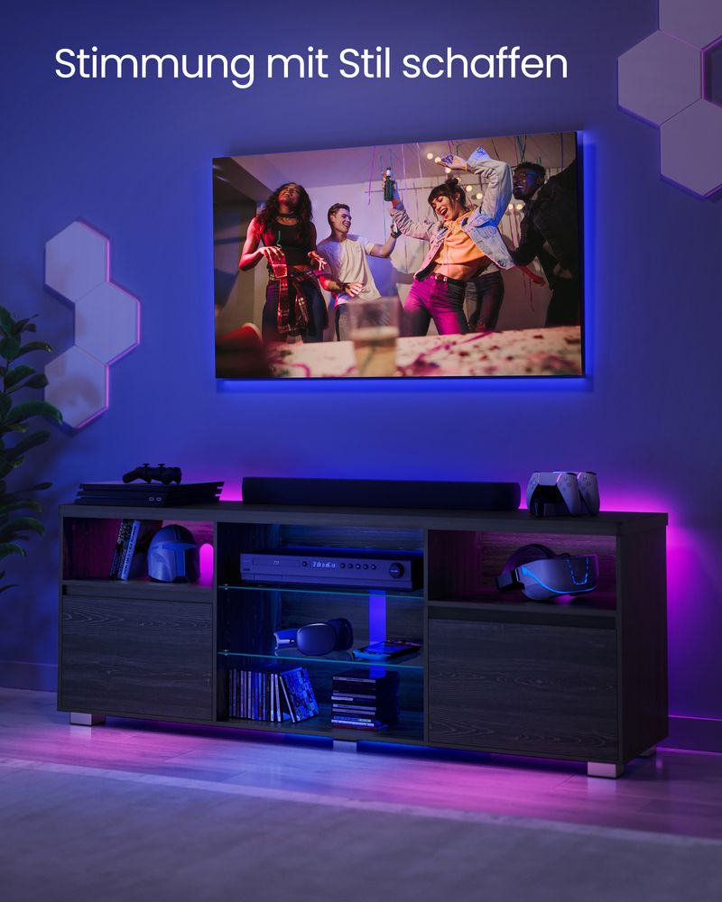 TV-Schrank mit LED-Beleuchtung und verstellbarem Stauraum