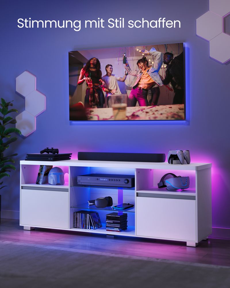 TV-Schrank mit LED-Beleuchtung und verstellbarem Stauraum