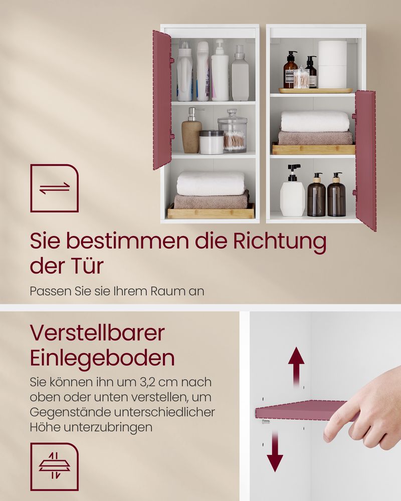 Badezimmer-Wandschrank – Weiß & Naturbeige – 30 x 40 x 80 cm