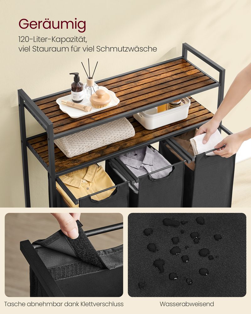 Wäschekorb und 2 Ablagefächer – ideal für Wäsche und Badezimmerzubehör