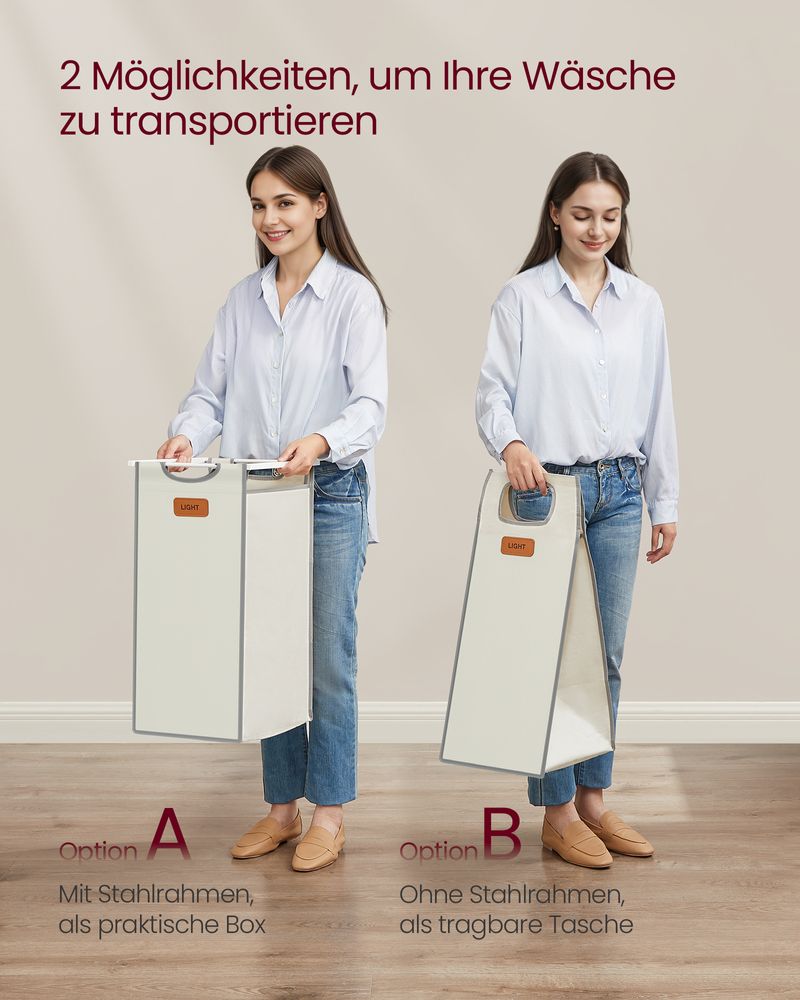 Wäschekorbwagen 2 x 50L - Wäschekorb mit Rädern