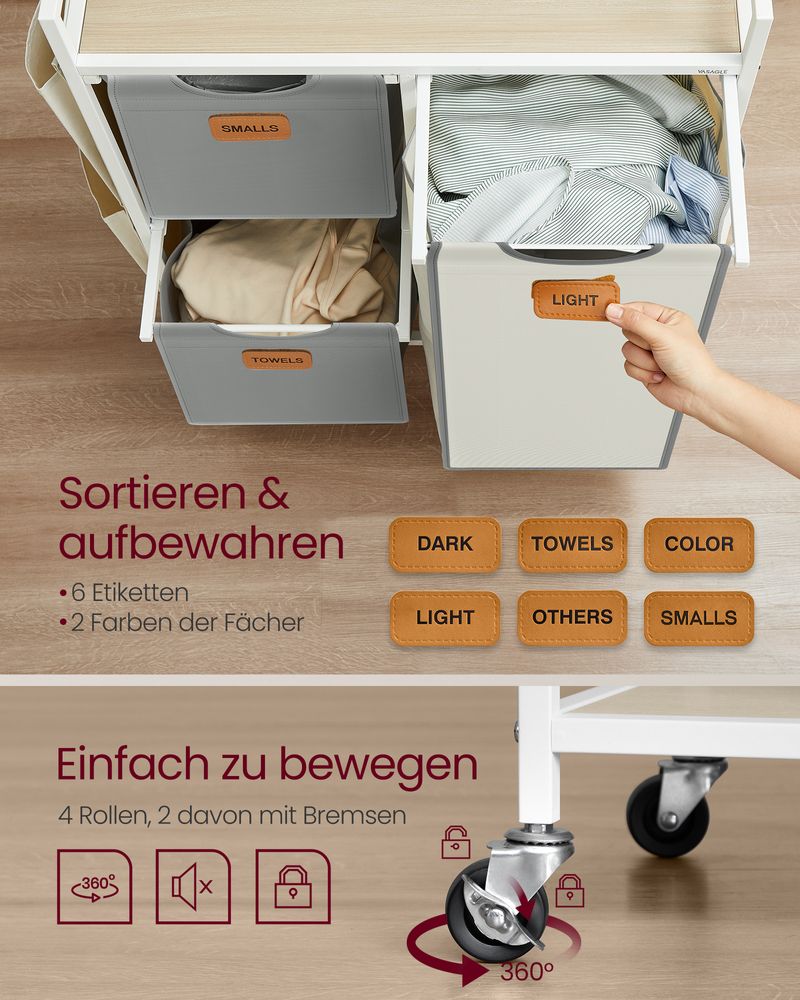 Wäschekorbwagen - Wäschewagen - Wäschekorb auf Rädern
