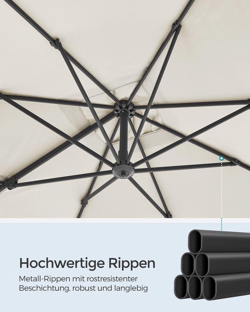 Ampelschirm 270 x 270 cm - Stufenlos verstellbar und 360° drehbar