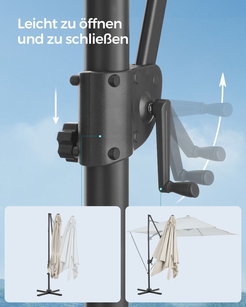Ampelschirm 270 x 270 cm - Stufenlos verstellbar und 360° drehbar